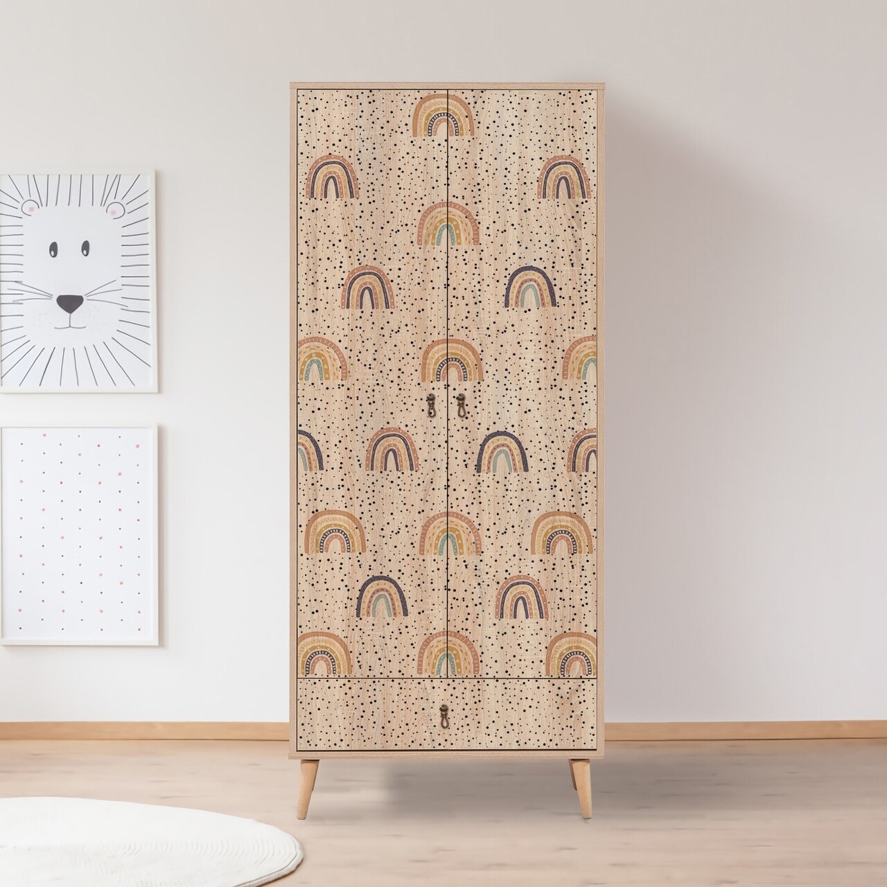 Dulap pentru haine, Vella, City Rainbow, 80 x 190 x 45 cm, pal melaminat, multicolor - imagine 5